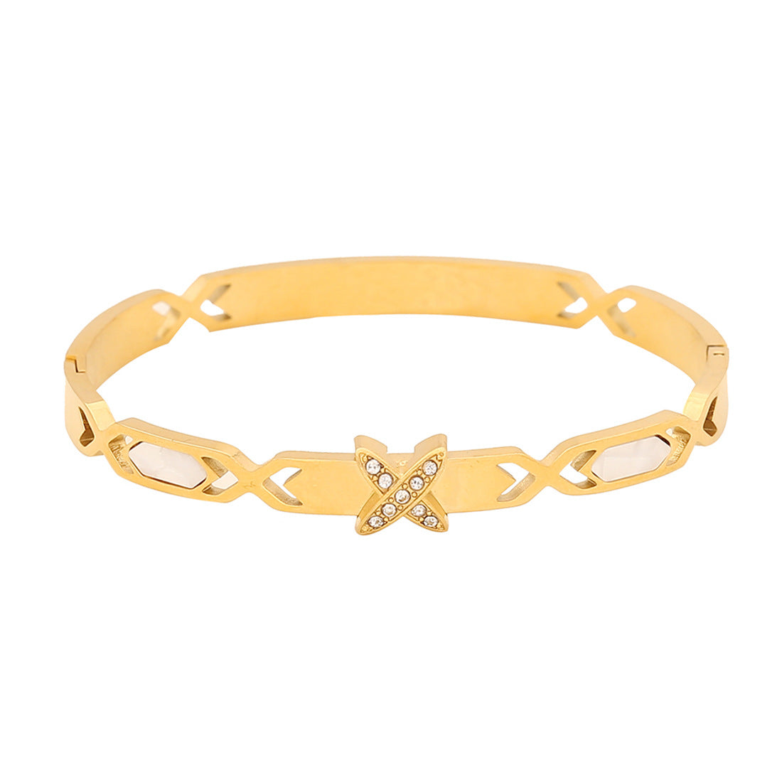 Bracciale minimalist in acciaio inossidabile con intarsio completo di strass per donna
