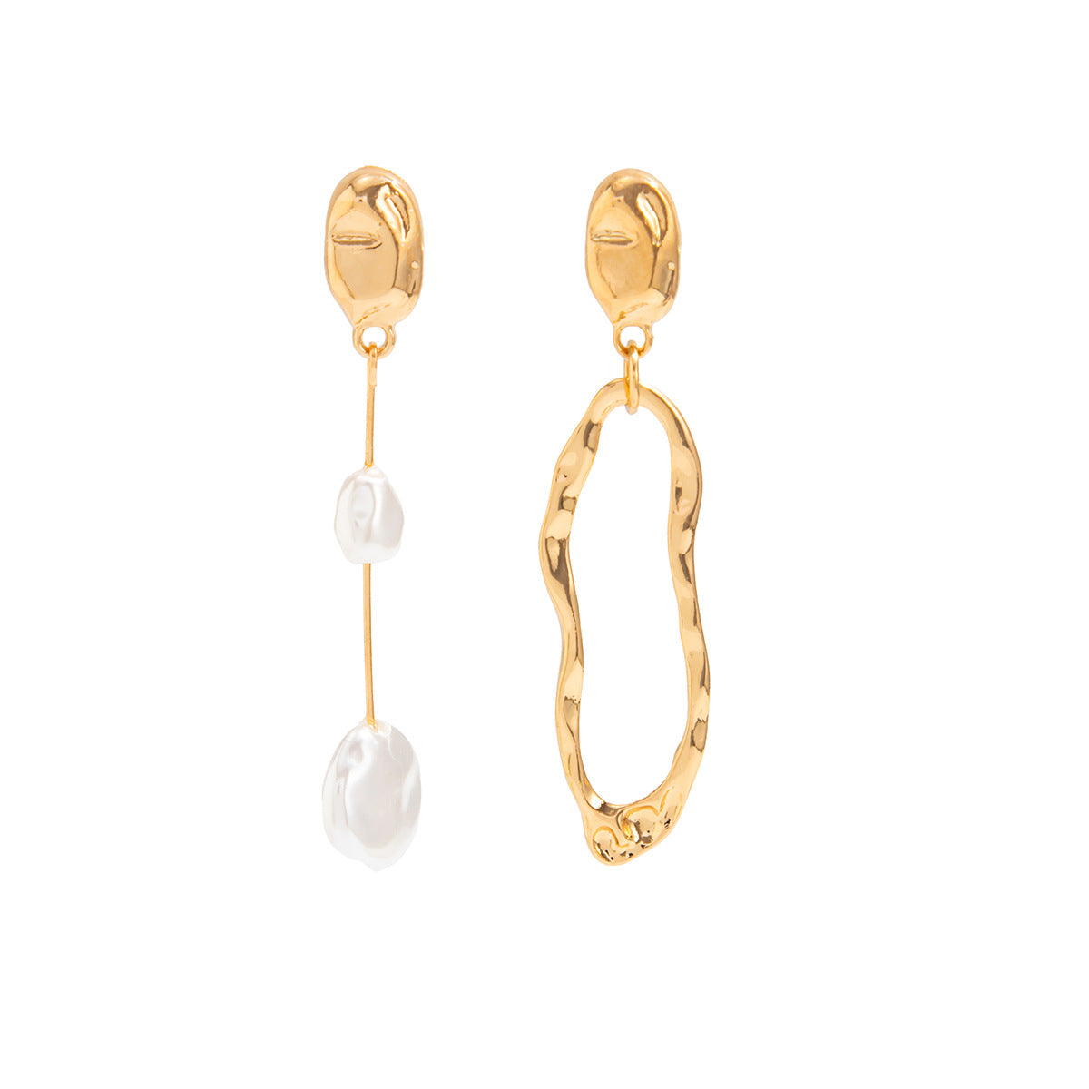 Vintage Elegant Geometric Oval Faux Pearl Plated Alloy Earrings for Women