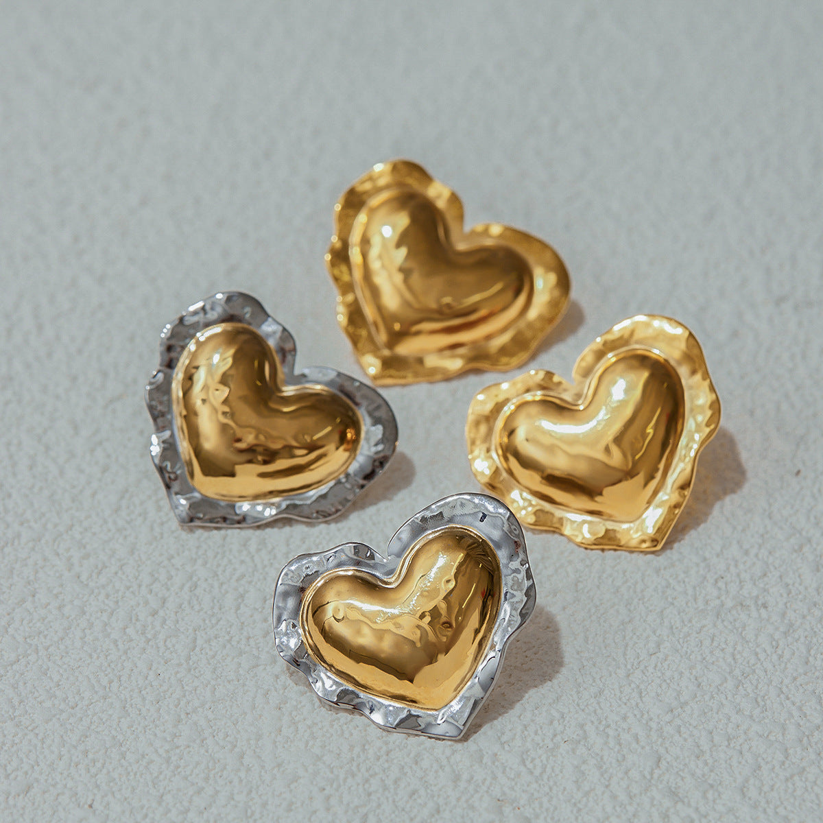 Minimalist Elegant Heart Shaped Stainless Steel and Titanium Steel Plated Stud Earrings for Women
