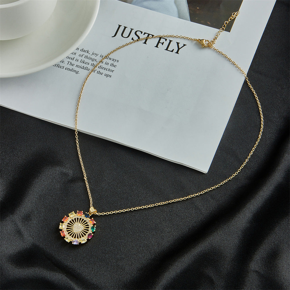Collana con ciondolo a cuore geometrico in zircone AAA di lusso in rame placcato oro 18 carati