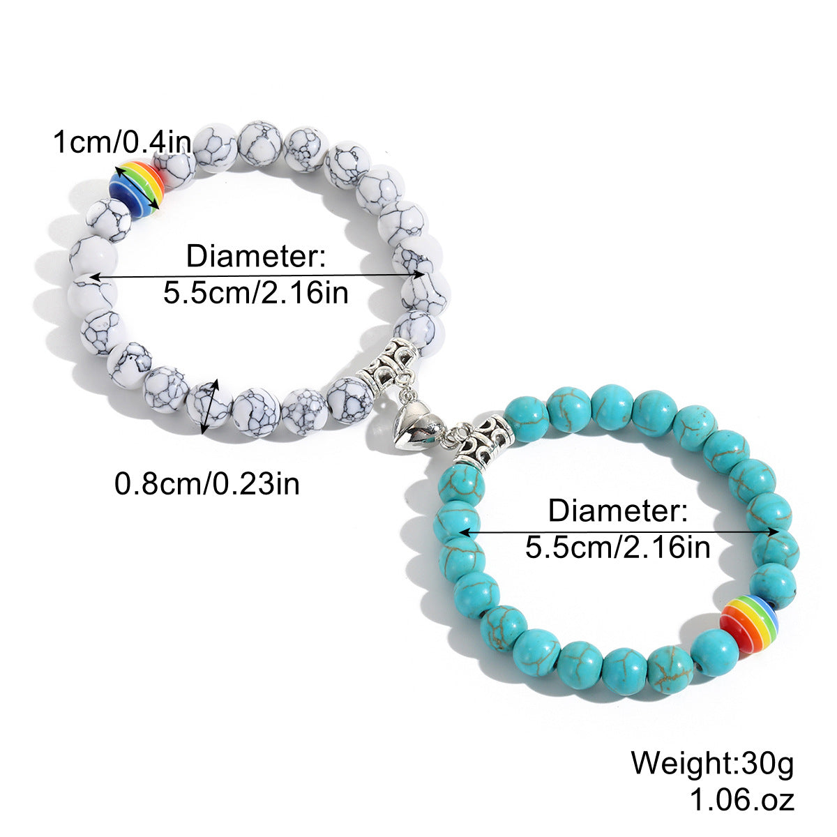 Heart Geometric Zinc Alloy Magnetic Friendship Bracelet for Women