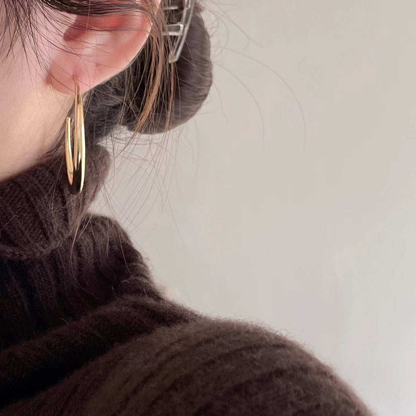 Minimalist 925 Sterling Silver Geometric Curved Hoop Earrings for Women