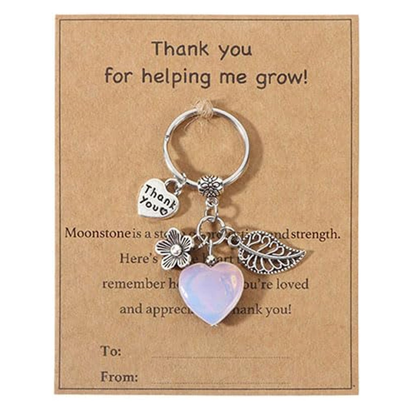 Vintage Heart Crystal Agate Alloy Keychain Charm