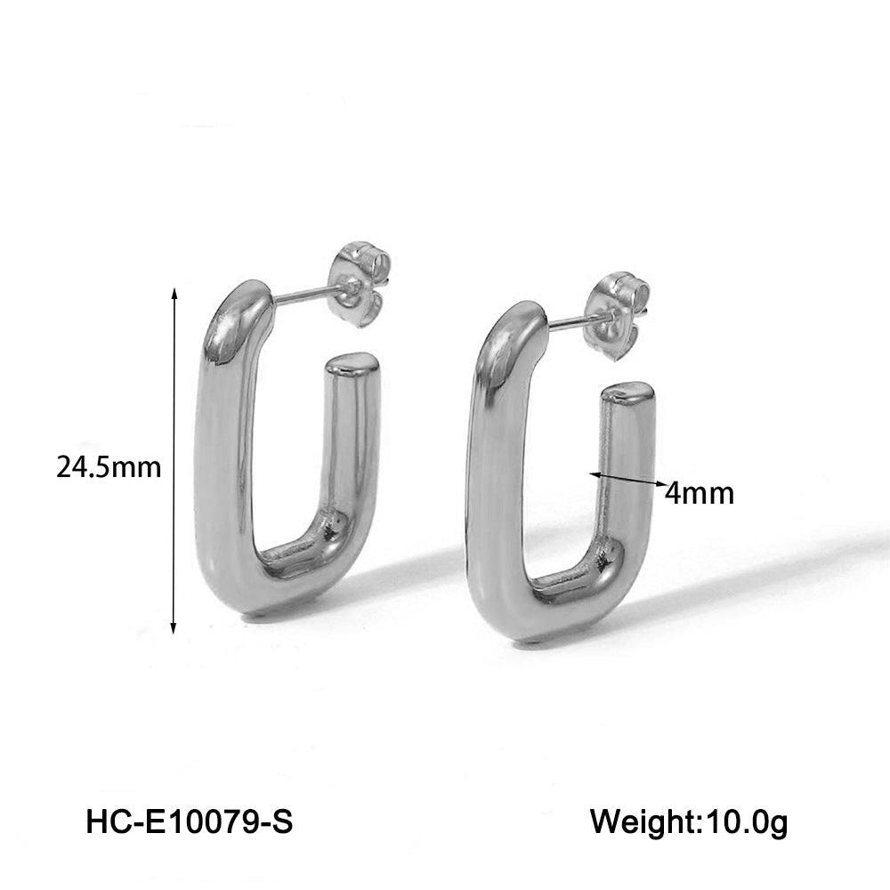 Orecchini geometrici in acciaio inossidabile con placcatura sottovuoto da donna, gioielli alla moda resistenti allo sbiadimento
