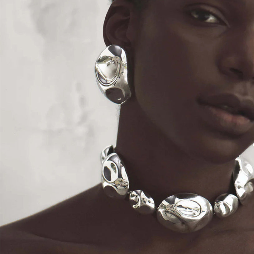 Orecchini a perno da donna geometrici in acciaio inossidabile con finitura galvanica, alla moda e minimalisti