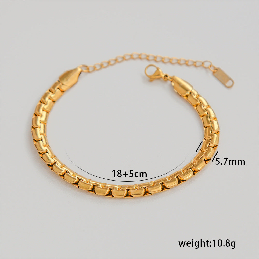Bracciale da donna minimalista a rombi in acciaio al titanio con placcatura in oro 18 carati, accessorio di moda versatile