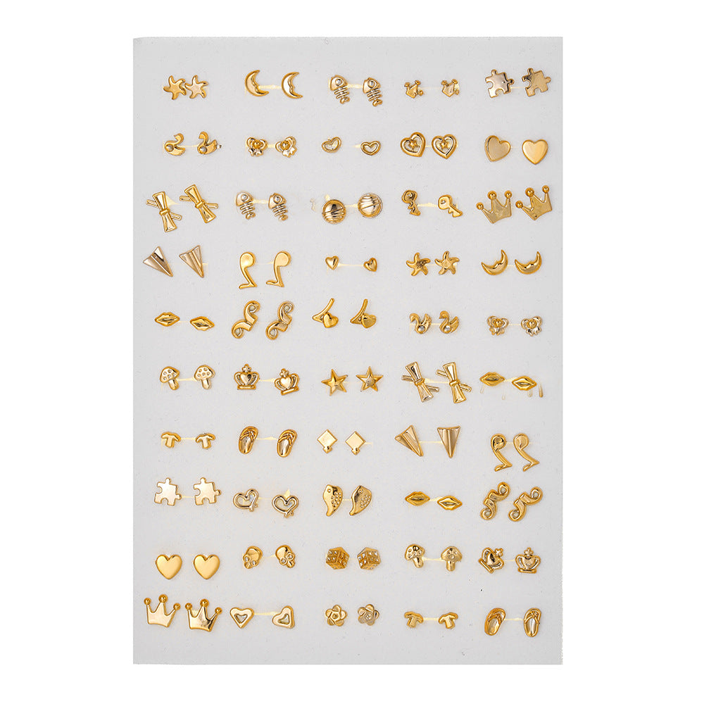 Geometric Round Plated Acrylic Stud Earrings Set for Women