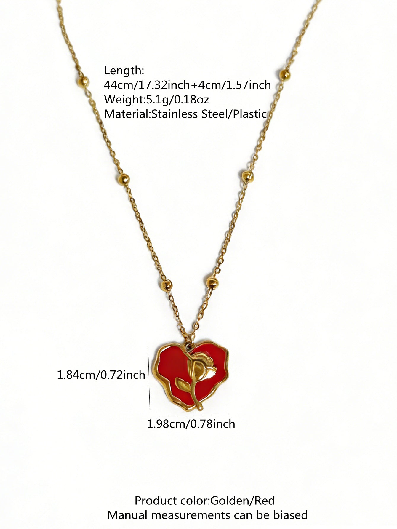 Vintage Sweet Heart Floral Drip Oil Plated Stainless Steel Necklace