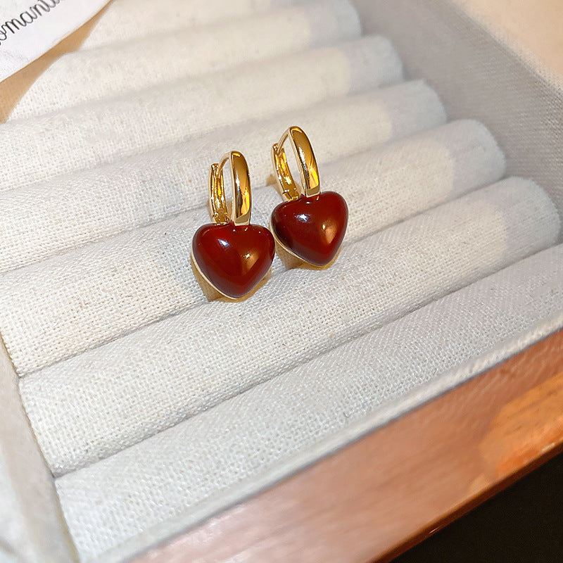 Elegant Geometric Earrings for Women with Enamel Finish in Copper and Stainless Steel Studs