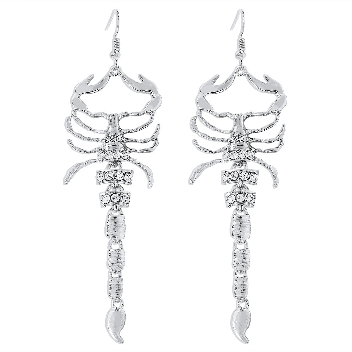 Pendientes de escorpión geométricos para mujer, de aleación con incrustaciones de pedrería y acabado galvanizado, estilo vanguardista y dulce