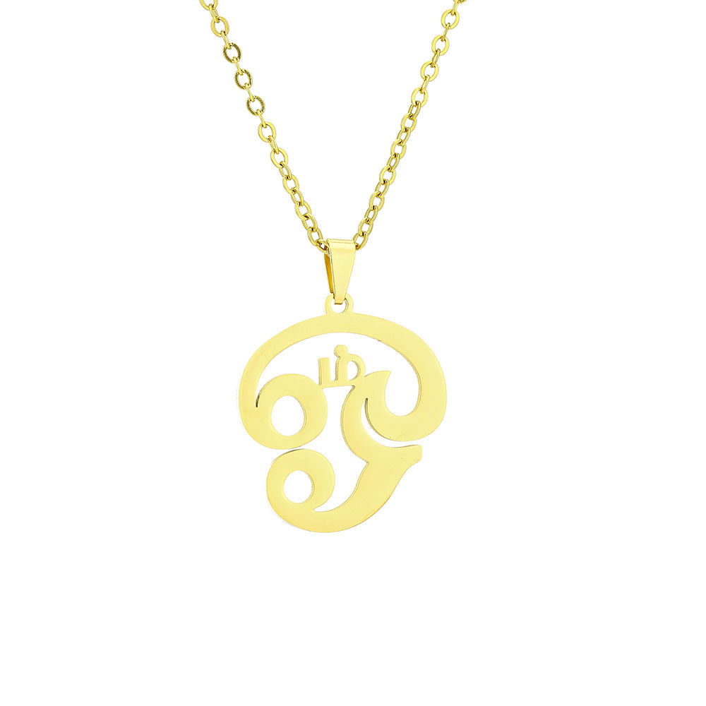 Collar con dije de yoga de símbolo tamil geométrico minimalista, colgante de acero inoxidable unisex con cadena tipo O chapada al vacío