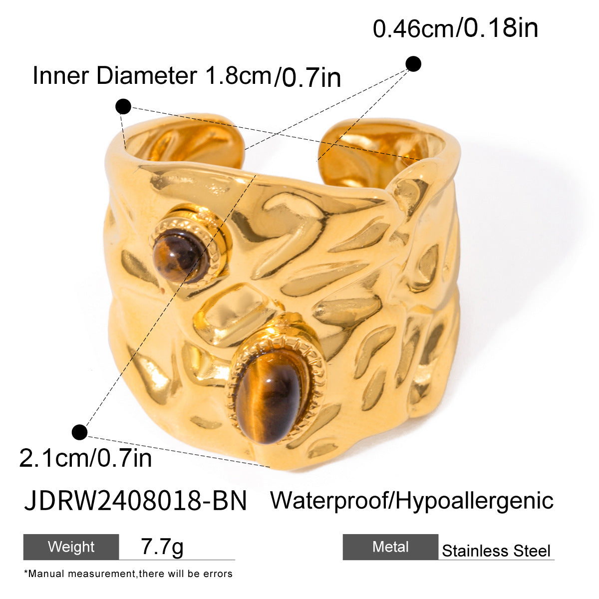 Geometric Stainless Steel Tiger Eye Ring with Plating Finish for Men and Women