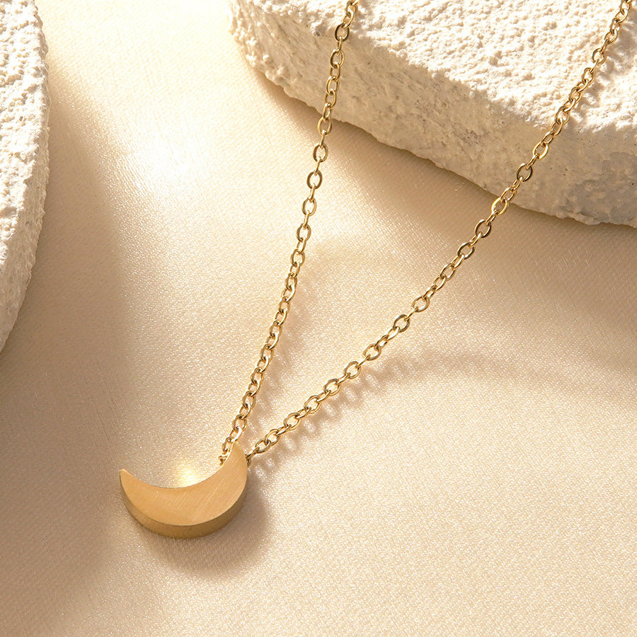 Elegant 18K Gold Plated Star Moon Stainless Steel Necklace for Women
