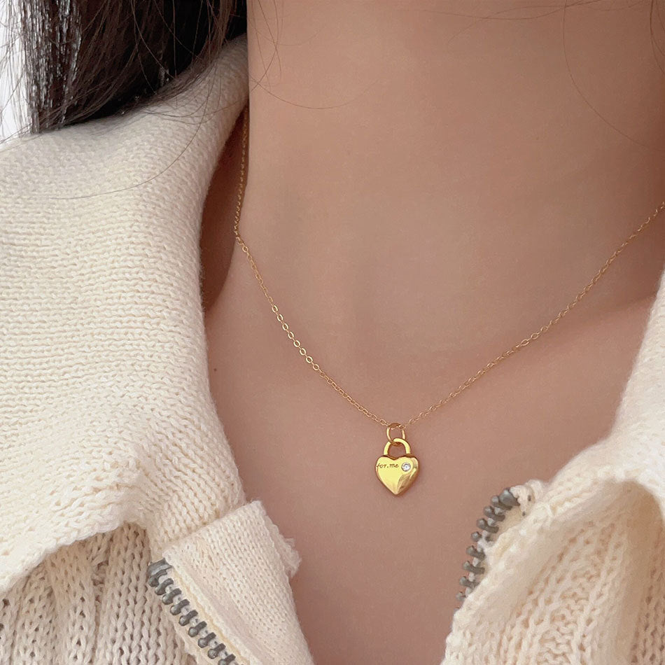 Minimalist Heart-Shaped 925 Sterling Silver Zirconia Pendant Necklace with Snake Chain, Floral Tulip Accent