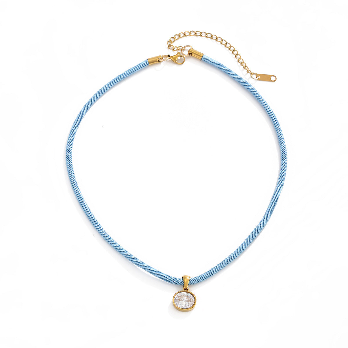 Luxury Elegant Geometric Oval Cubic Zirconia Inlay PVD Stainless Steel Necklace for Women