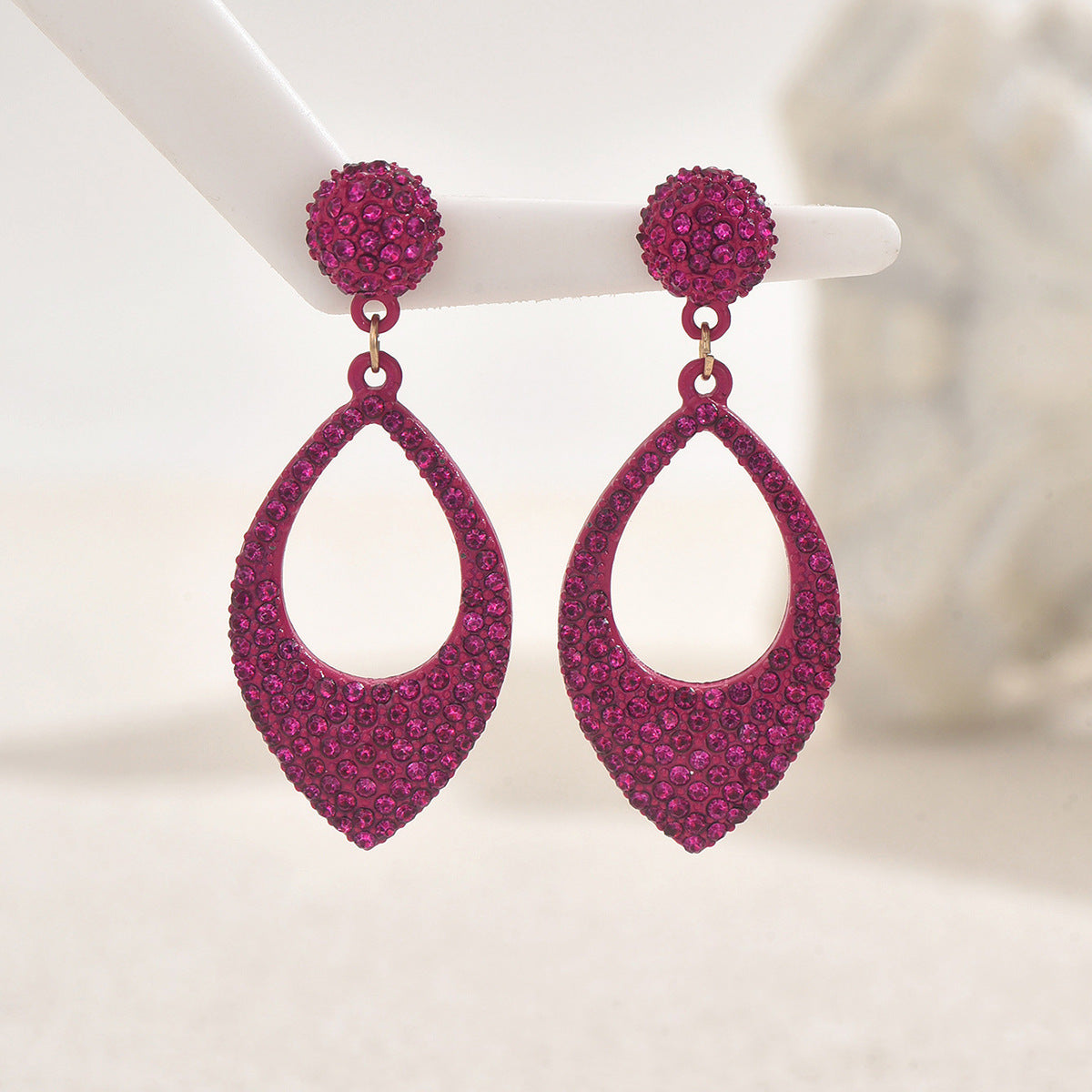 Minimalist Geometric U-Shaped Alloy Hoop Earrings with Full Rhinestone Inlay for Women
