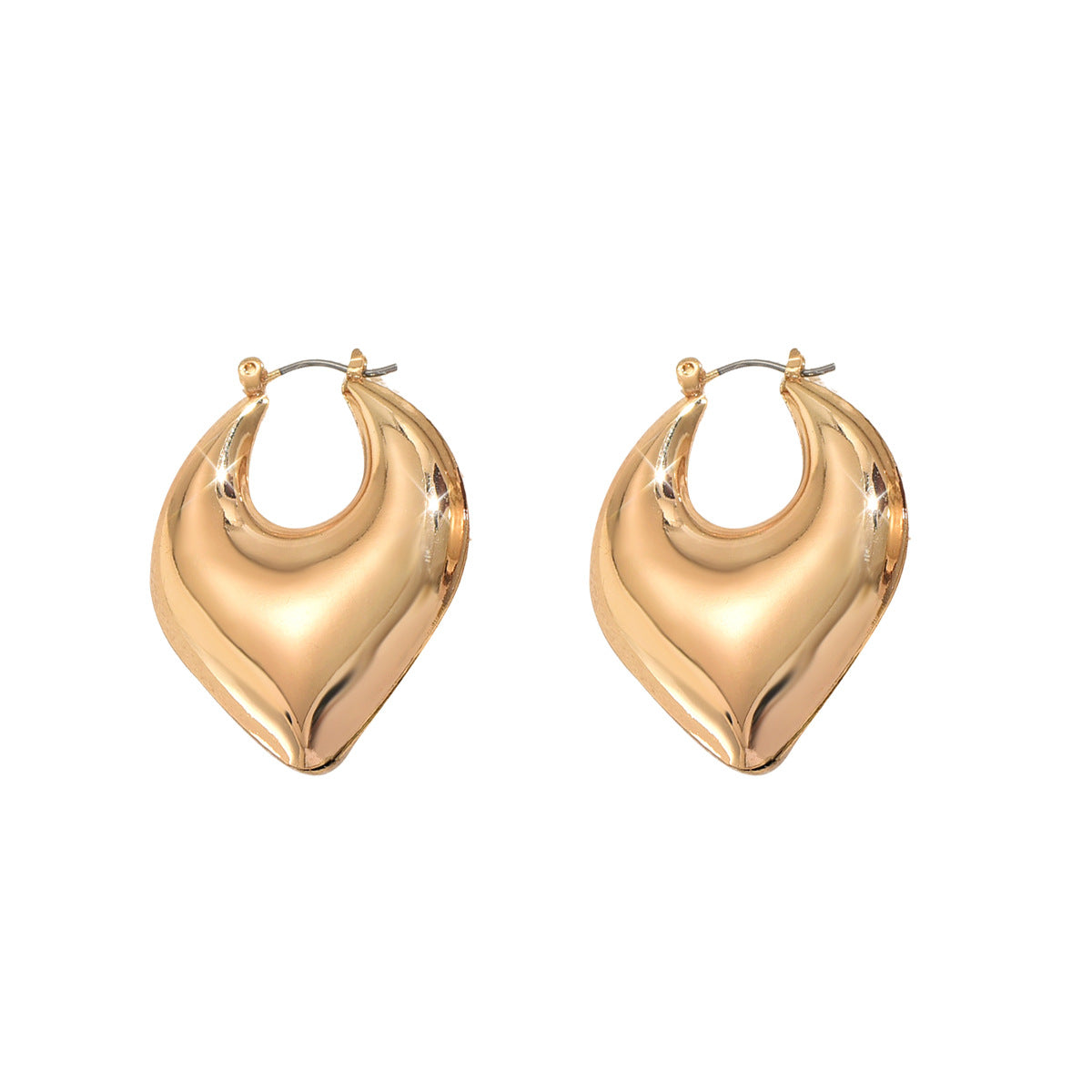 Elegantes Pendientes de Cobre Geométricos en Forma de Corazón Hueco con Acabado Galvanizado para Mujer