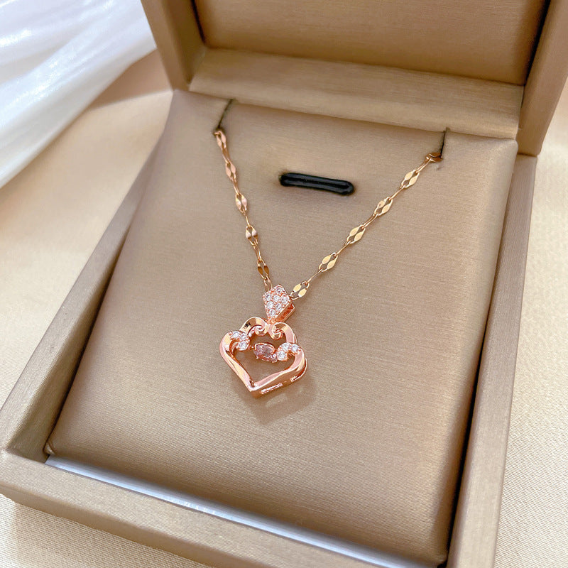 Elegante collar de acero inoxidable en forma de gota de agua con motivo de luna para mujeres y hombres, colgante geométrico minimalista en cadena de acero de titanio