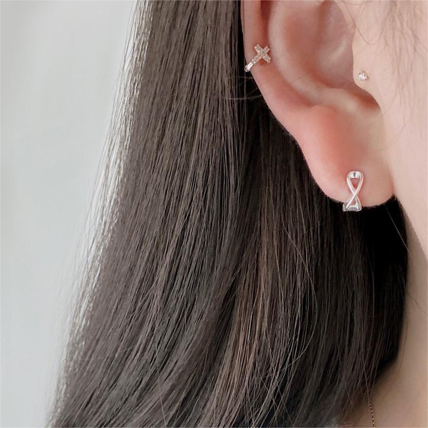 Minimalist Cross-Shaped 925 Sterling Silver Earrings for Women with Gold Plating