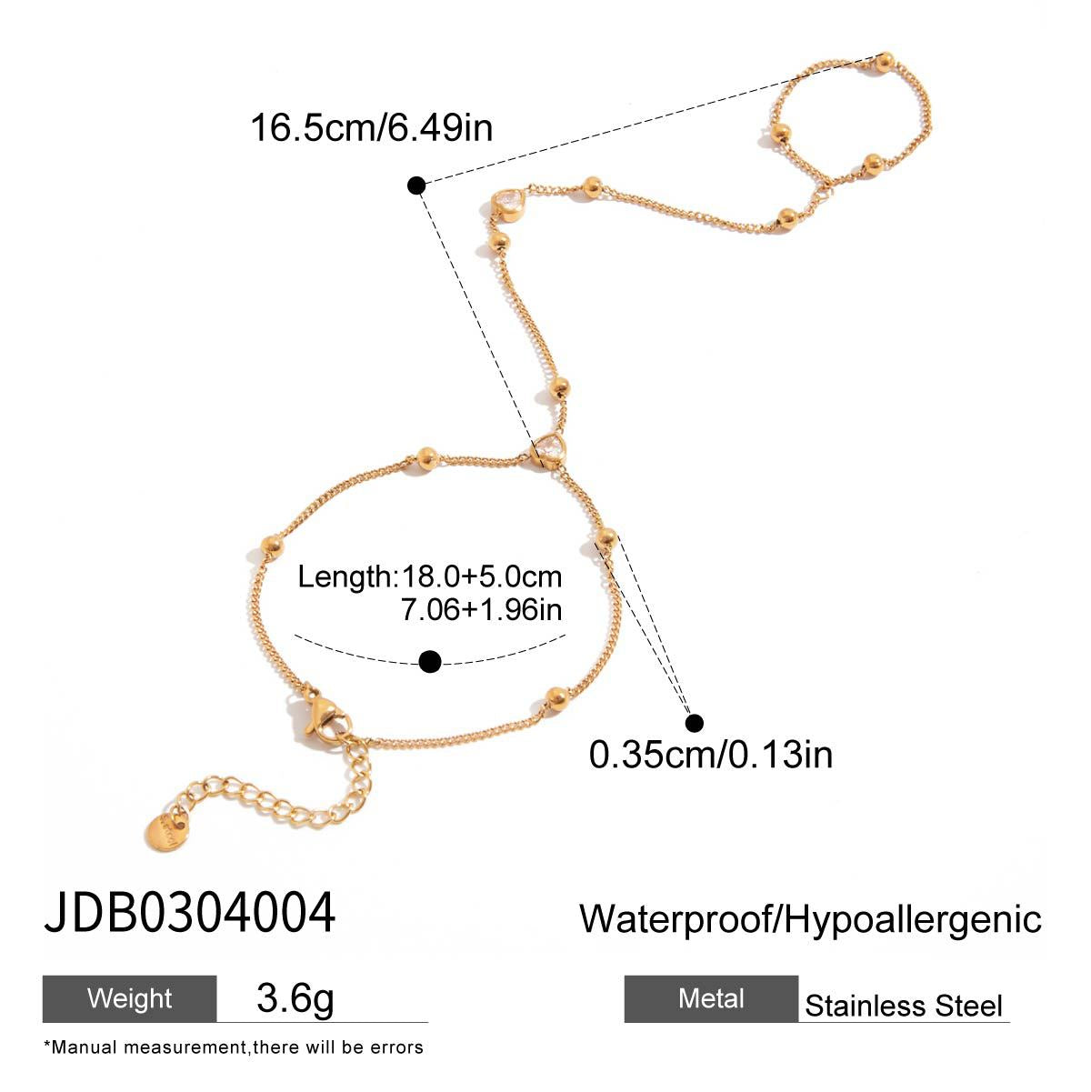 Elegant 18K Gold Plated Heart Stainless Steel Bracelet for Women
