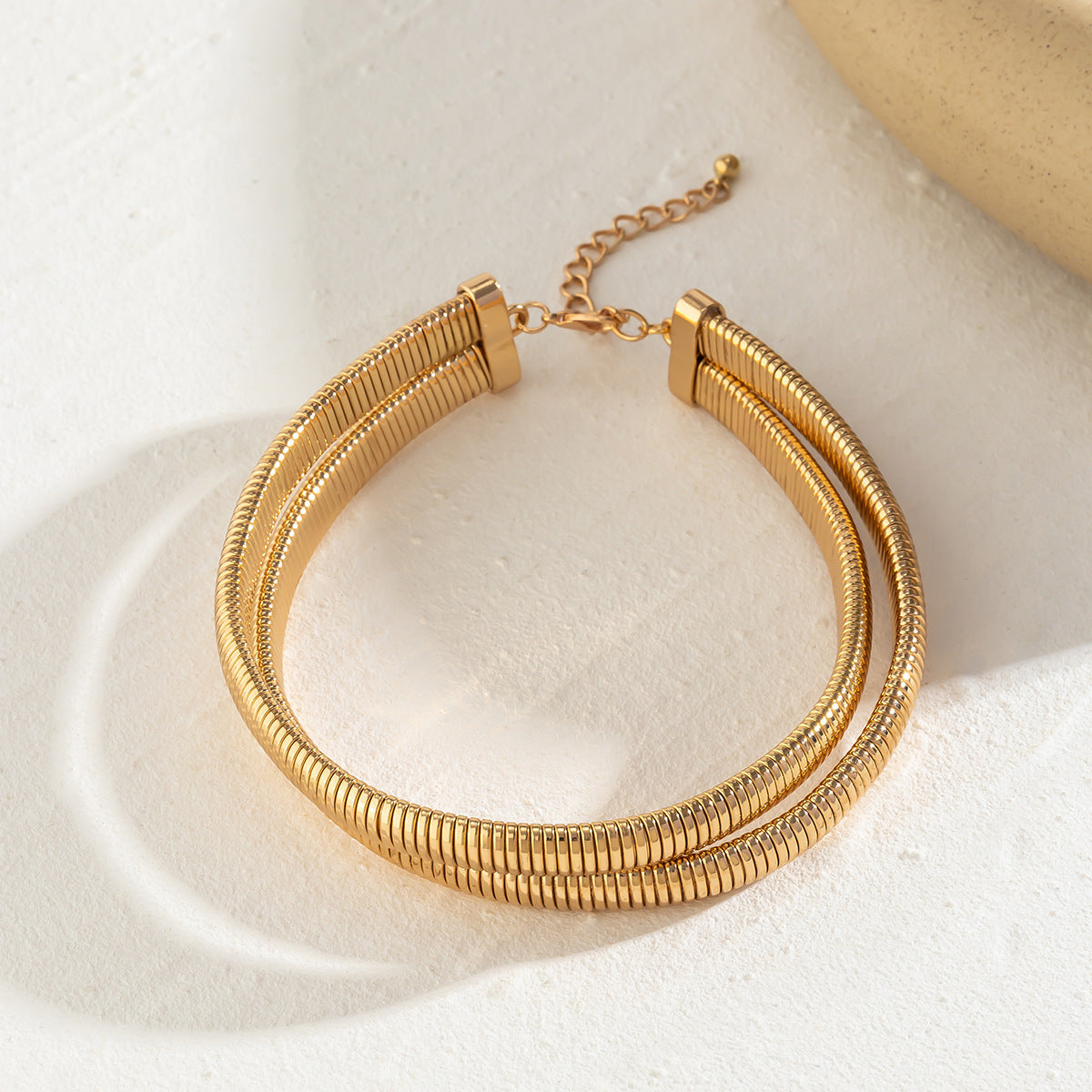 Collana girocollo da donna con catena a serpente geometrica minimalista