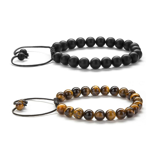 Natural Agate Geometric Beaded Bracelet Set Unisex Casual Handmade Stone Jewelry