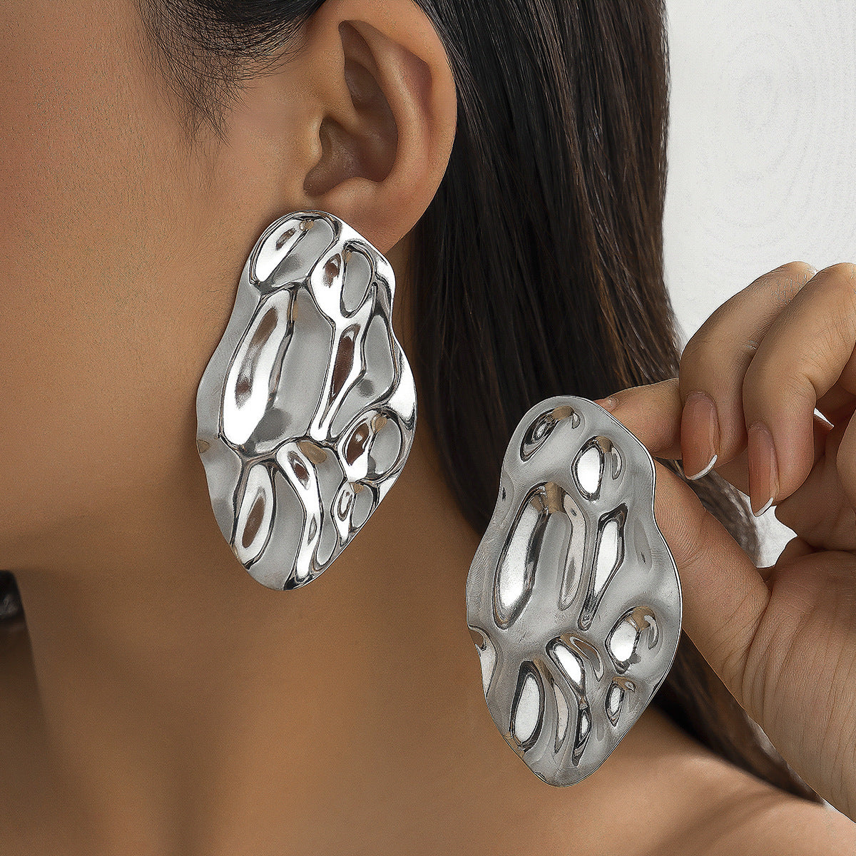 Geometric Round Plated Iron Earrings for Women