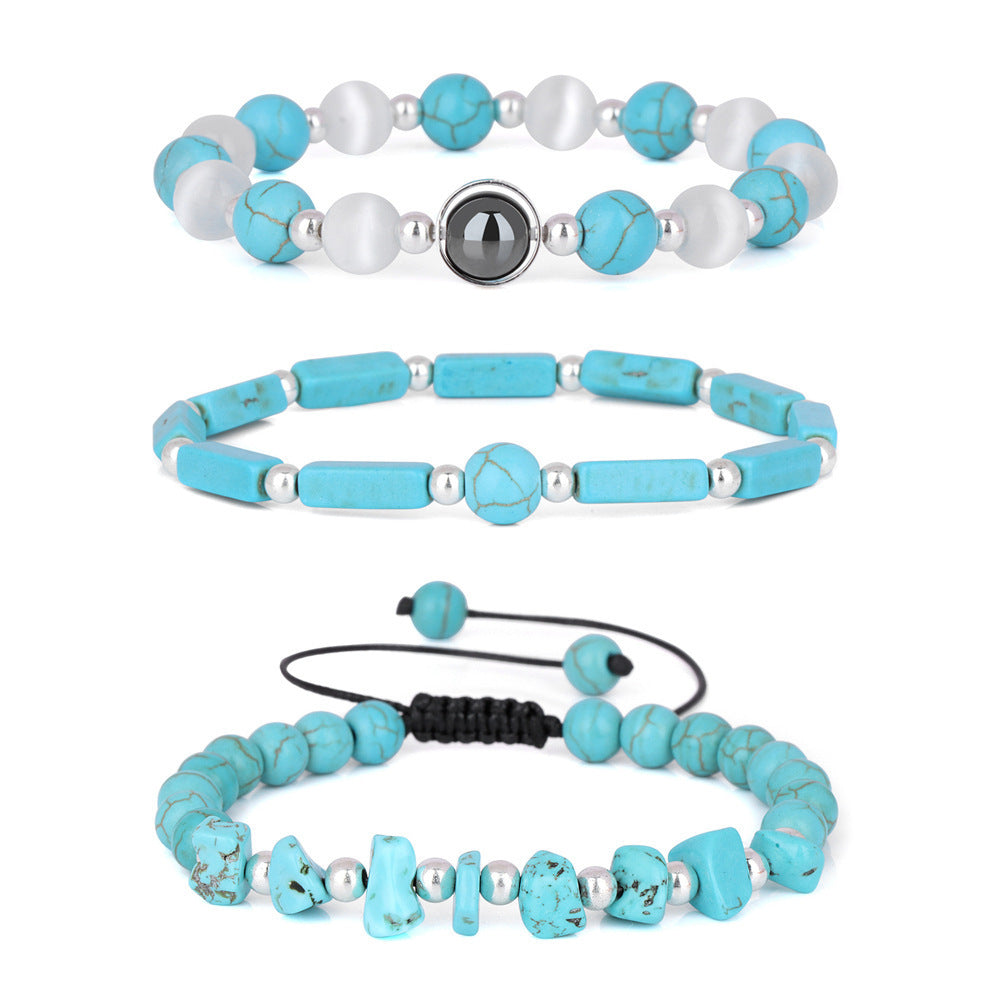 Vintage Geometric Crystal Beaded Bracelet Set Handmade Woven Jewelry Unisex