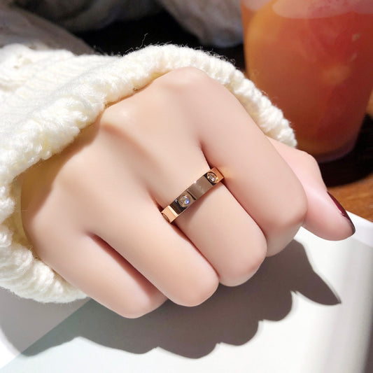 Minimalist Titanium Steel Ring for Women with Vacuum Plating Finish Geometric Circular Design Elegant Fashion Jewelry
