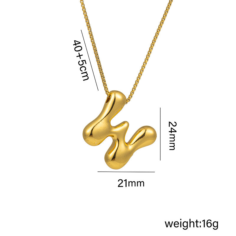 Bonito collar con dije de burbuja en forma de letra Q, estilo Q, de acero de titanio con chapado en oro de 18 quilates para mujer