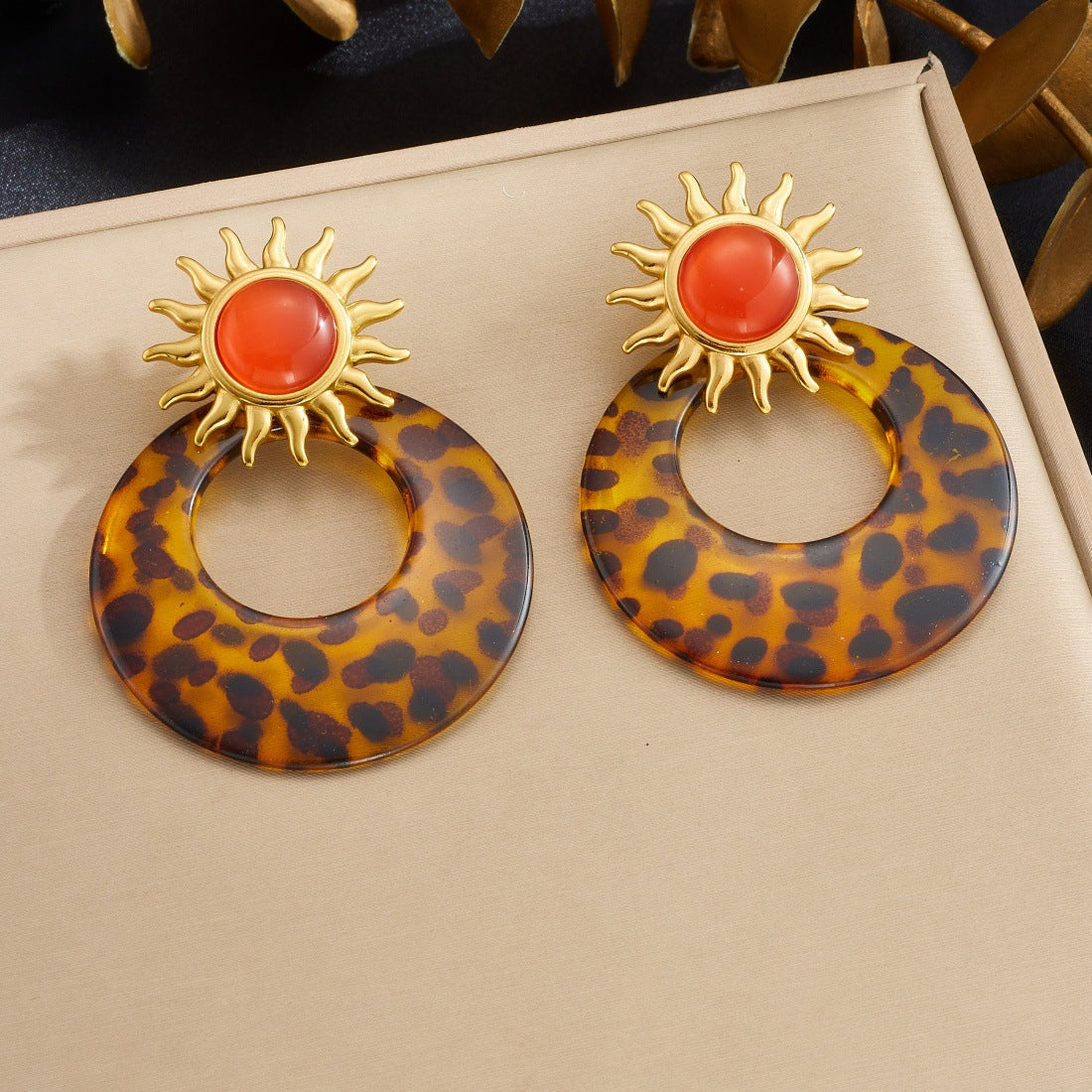 Vintage Geometric Bow Resin Plated Stainless Steel Earrings