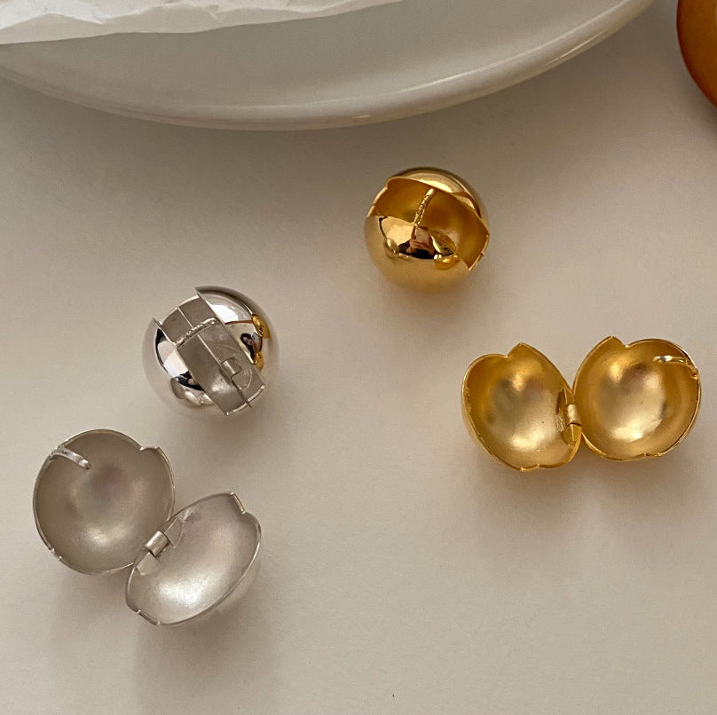 Aretes Minimalistas Vintage Geométricos Redondos de Plata Esterlina 925 Bañados en Oro para Mujer