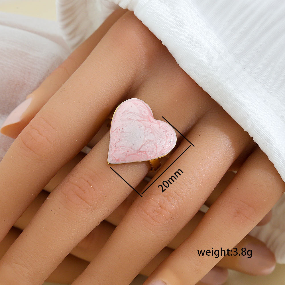 Minimalist Geometric Stainless Steel Gold-Plated Adjustable Open Ring for Women