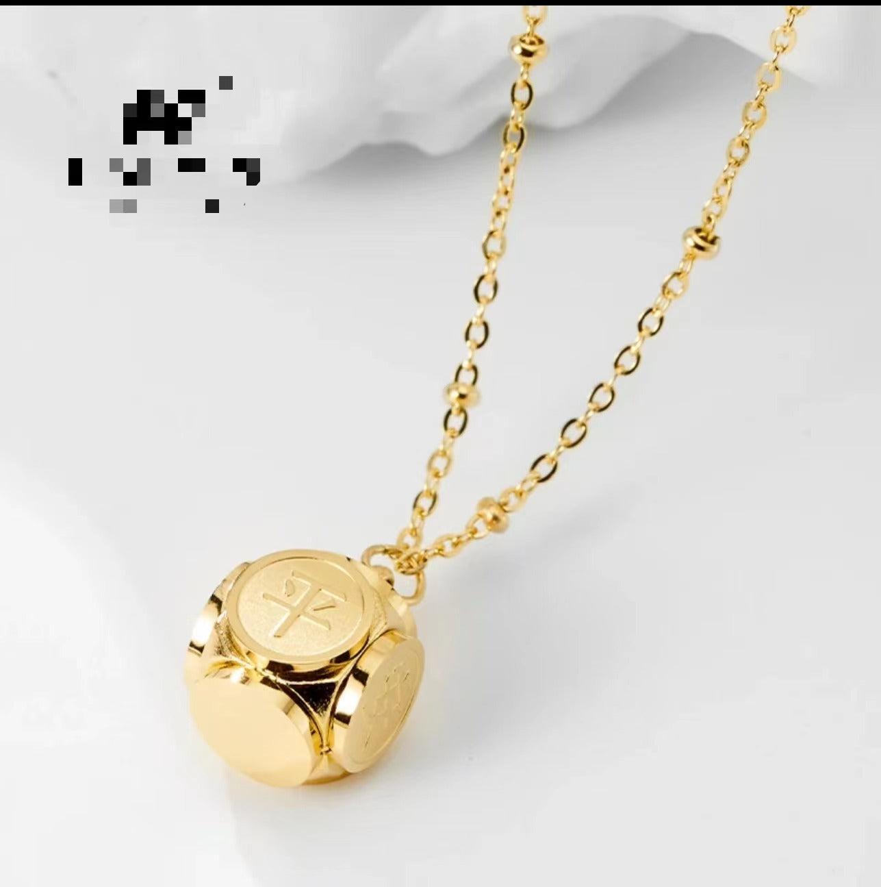 Geometric Chinese Character Pendant Necklace in Titanium Steel with Gold Inlay for Women