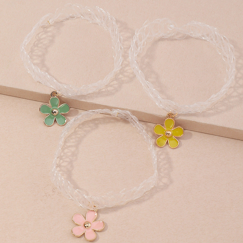 Set di collana girocollo floreale con margherite fatta a mano per bambini, con fascia in tessuto e design stile principessa