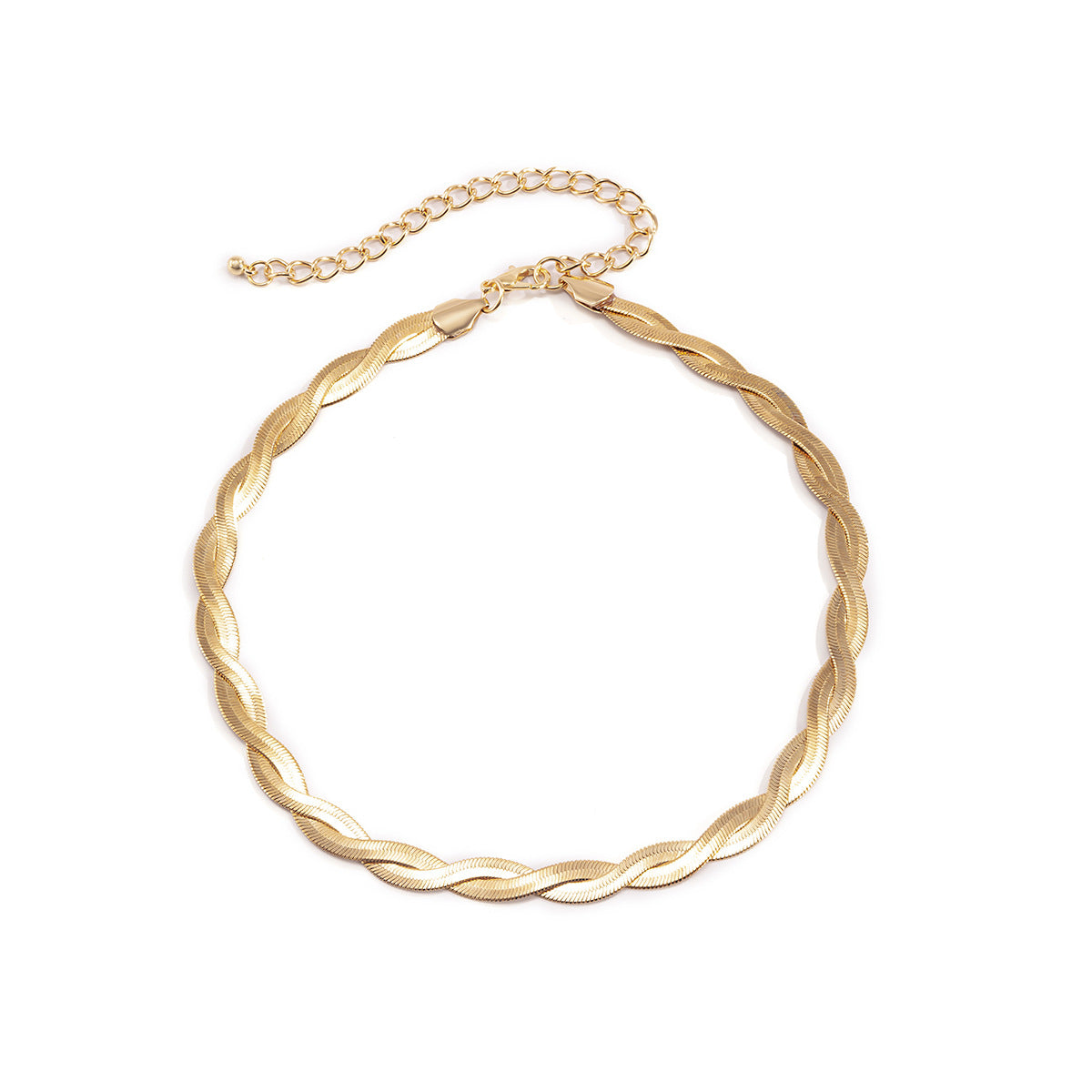 Collana girocollo da donna con catena a serpente intrecciata geometrica minimalista con ciondolo in rame galvanizzato e lega