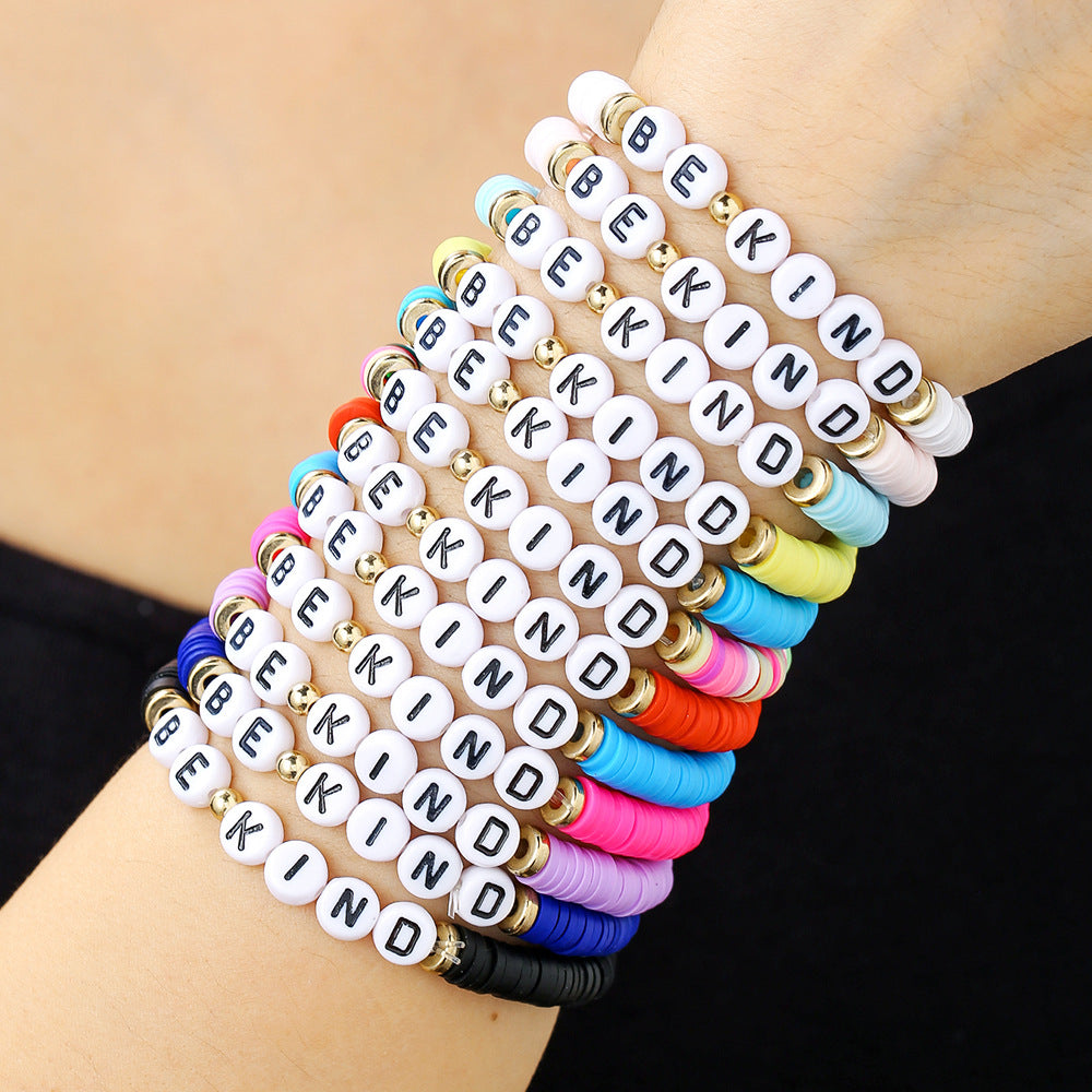 Casual Letter Resin Acrylic Bracelet Set