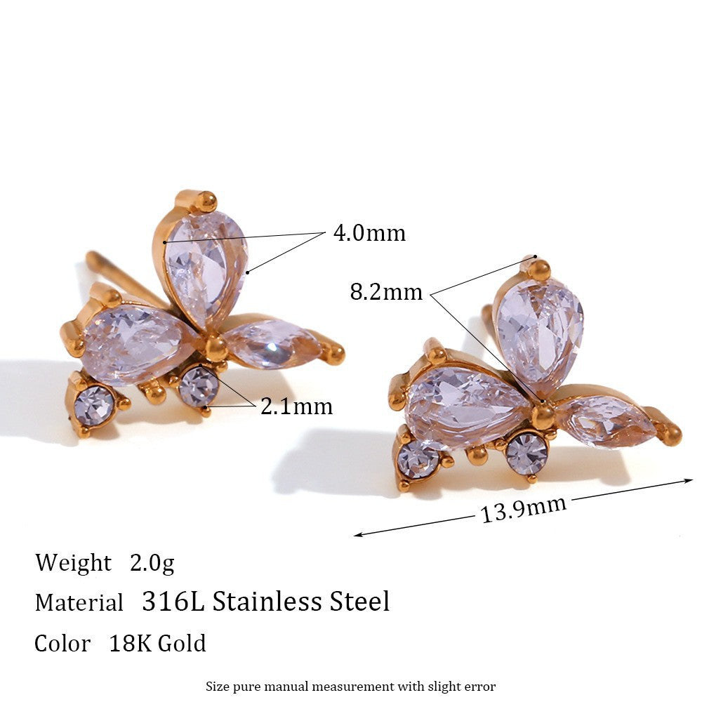 Pendientes minimalistas de acero inoxidable con forma de corazón vintage, chapado en oro de 18 quilates y detalles geométricos