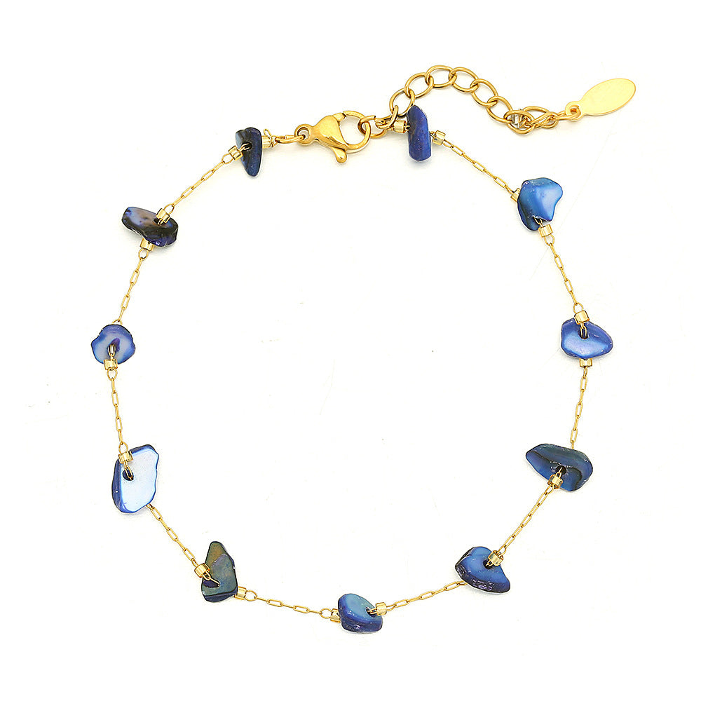 Bracciale alla moda geometrico in acciaio al titanio con finitura galvanica per uomo e donna, con accento in pietra naturale turchese
