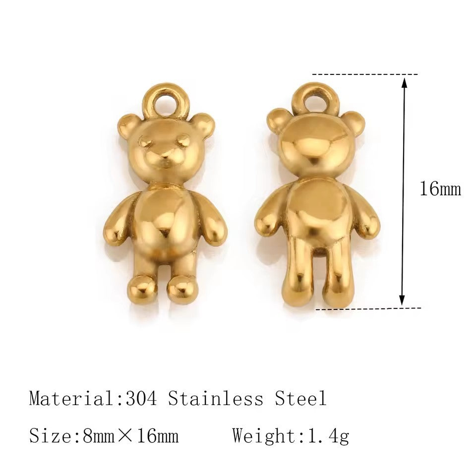 Vintage 18K Gold Plated Stainless Steel Fruit Pendant Charm Bar for Women