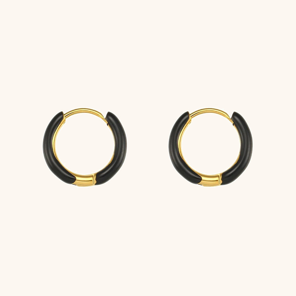 Fashion Geometric Donut Hoop Earrings Stainless Steel 18K Gold Plated Water Wave Enamel for Women