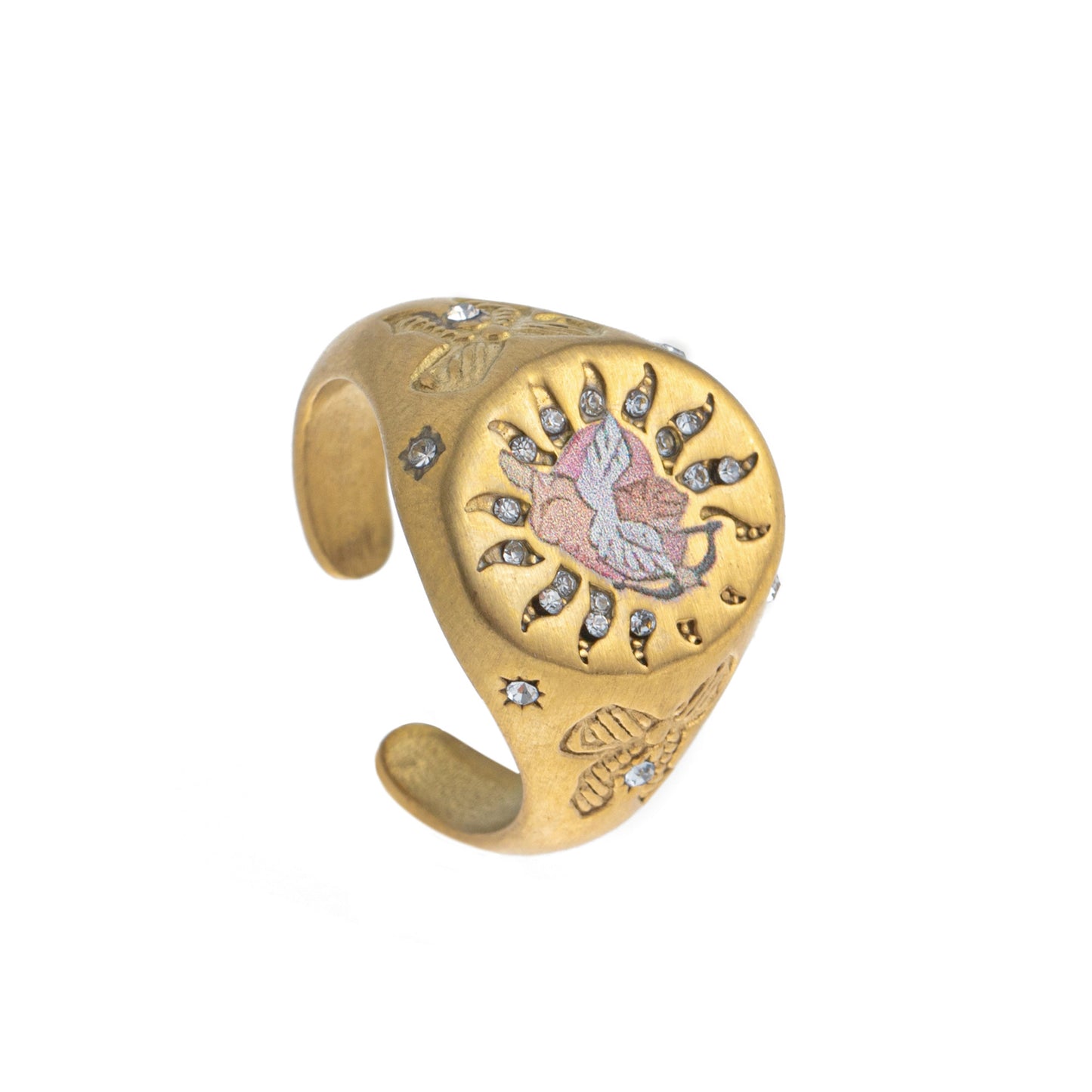 Fashion Heart Animal Stainless Steel PVD Ring