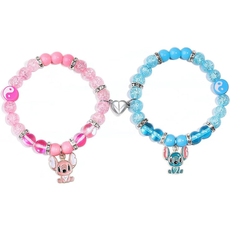 Sweet Heart Animal Shape Alloy Rhinestone Charm Bracelet for Couples