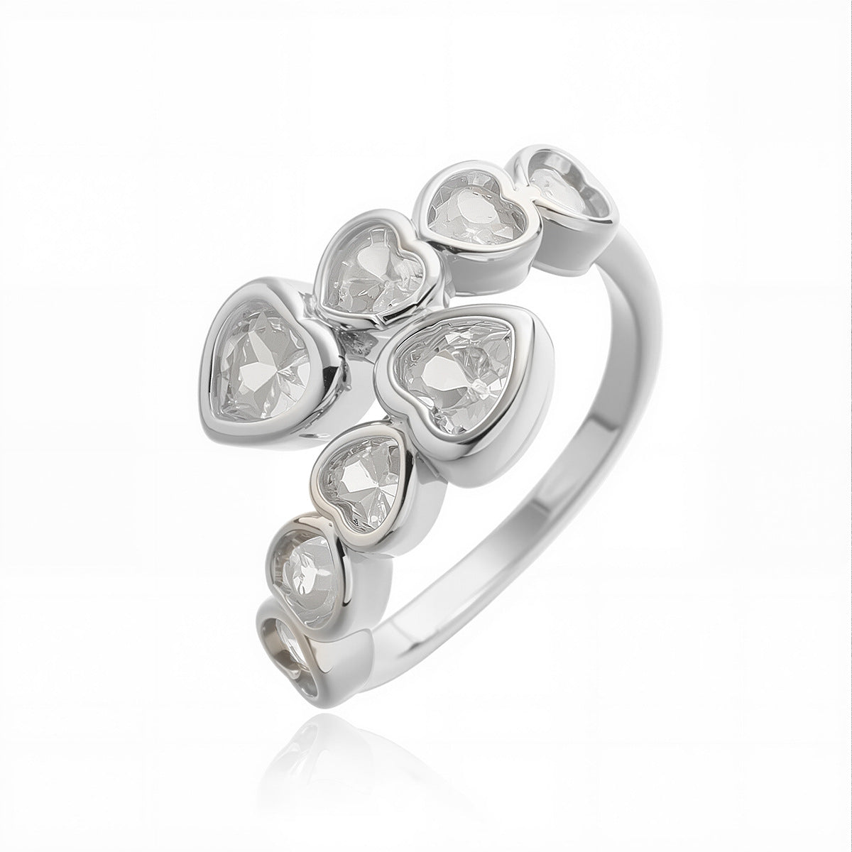 Minimalist Geometric Open Ring for Women in Brass with Real Gold Plating and Zircon Inlay