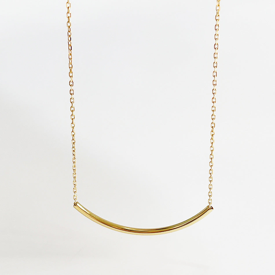 Sweet 925 Sterling Silver Geometric Round Fine Square Tube Necklace