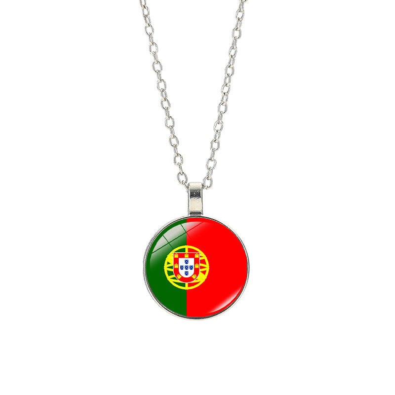 Sporty Geometric Alloy Plated Necklace with Crystal Pendant Unisex Cable Chain