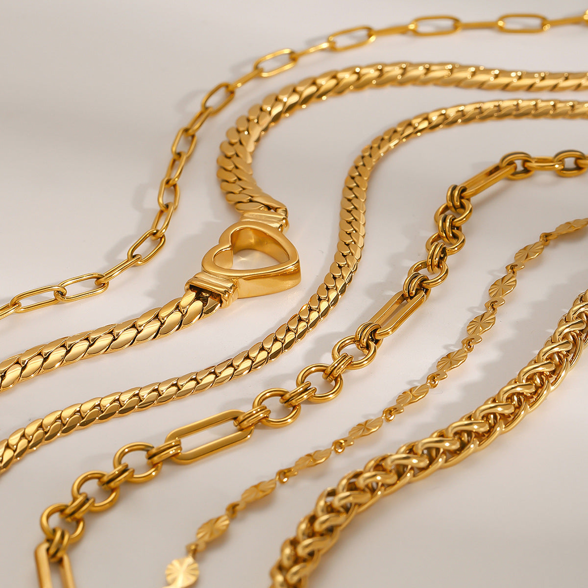 Gold Plated Geometric Stainless Steel Cuban Link Chain Necklace for Women