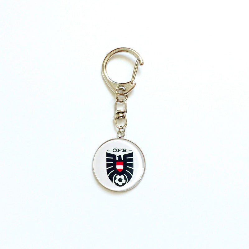 Sporty Round Stainless Steel Keychain National Football Team Souvenir Gift