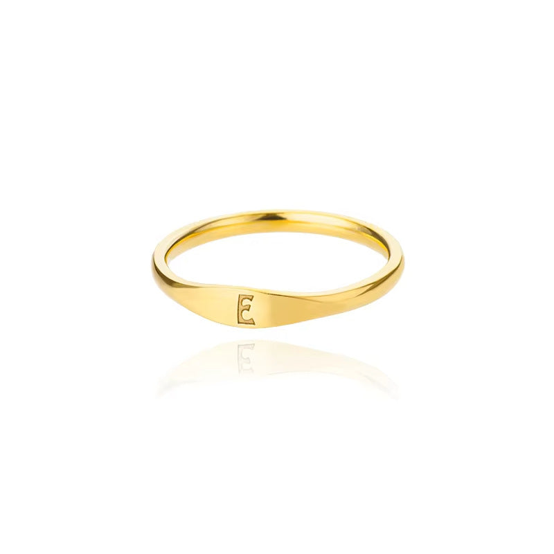 Minimalist Luxury Plated Stainless Steel Letter Ring Unisex