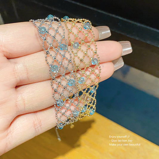 Elegant Geometric Hollow Plated Brass Bracelet for Women